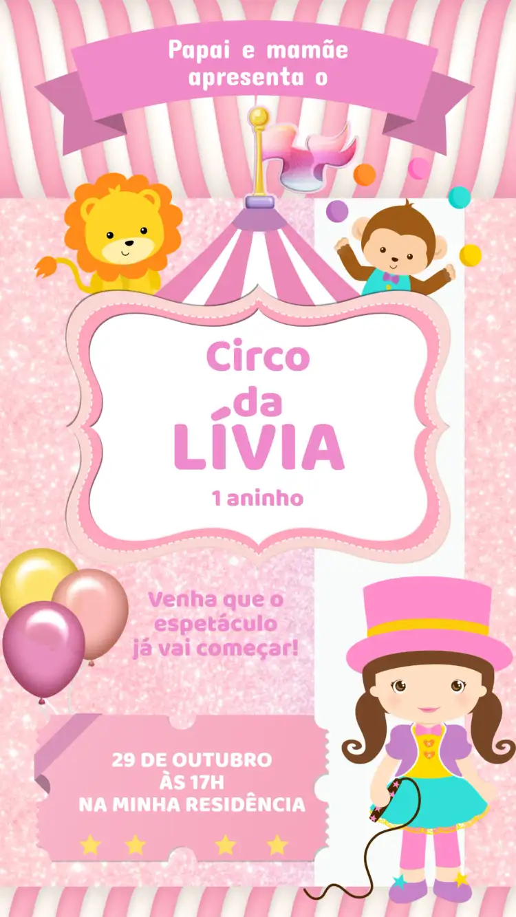 Convite Aniversário Infantil Circo