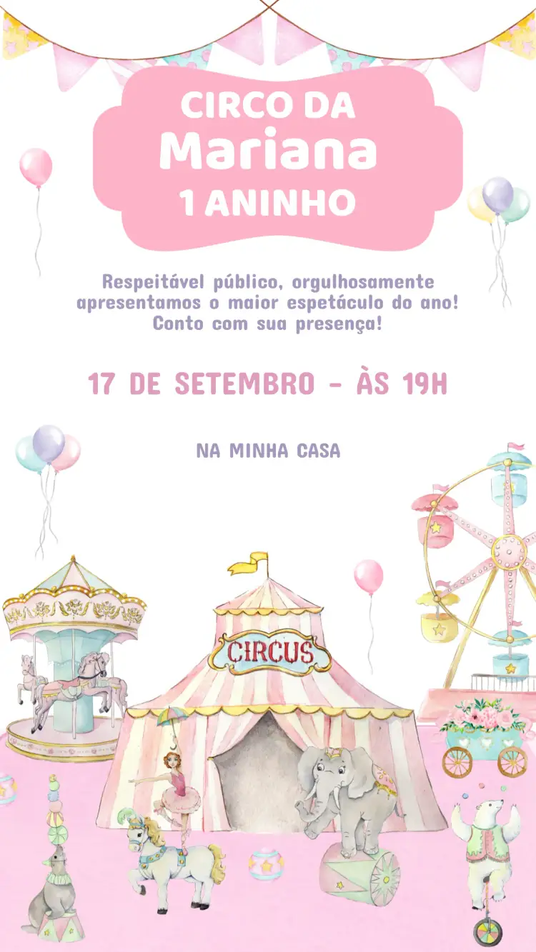 Invitation Children's Circus Birthday Invitation – Kids' Birthday Party theme colorful, circus-themed, fun-filled, themed, joyful, child-friendly