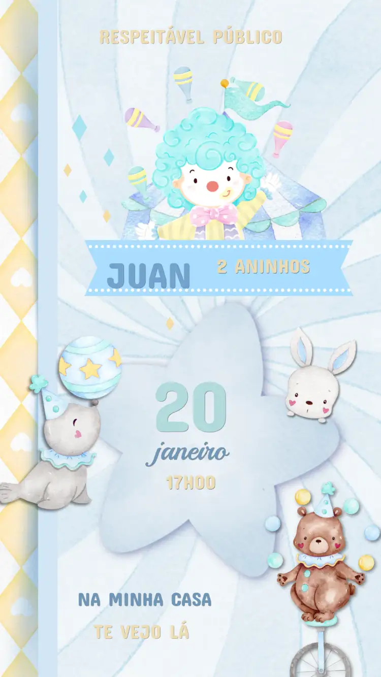 Invitation Children's Circus Birthday Invitation – Kids' Birthday Party theme colorful, fun, playful, vibrant, circus-themed