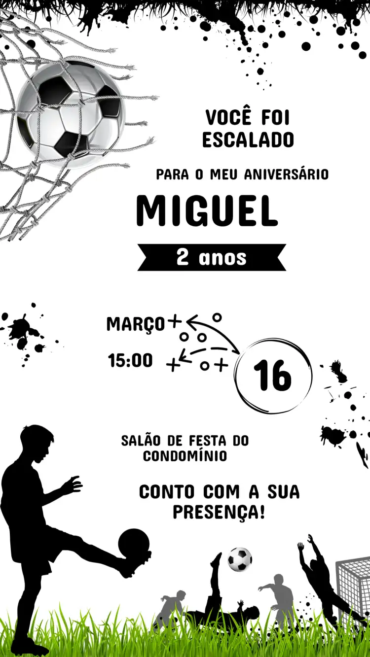 Convite Aniversário Infantil FUTEBOL