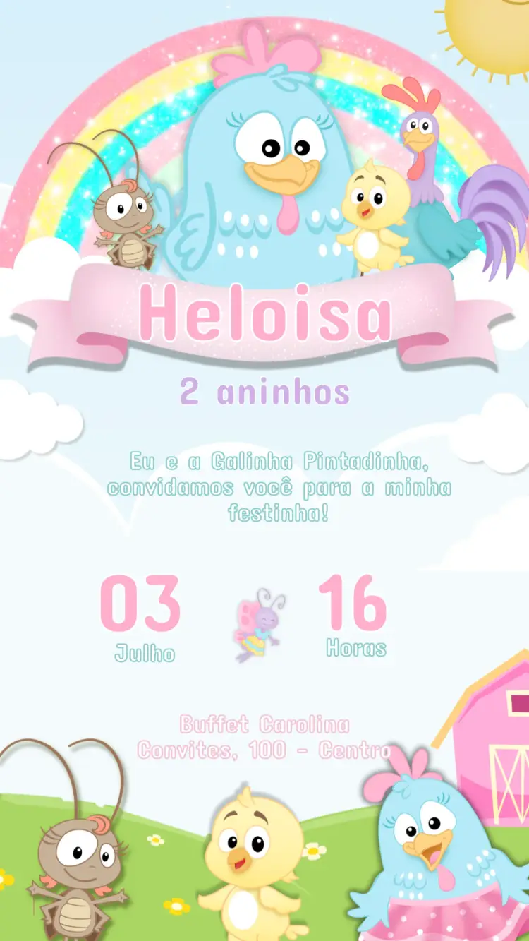 Convite Aniversário Infantil Galinha Pintadinha