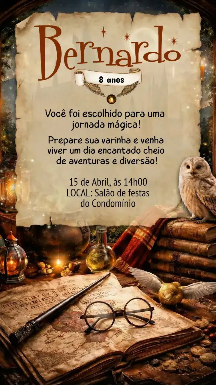 Convite Aniversário Infantil Harry Potter