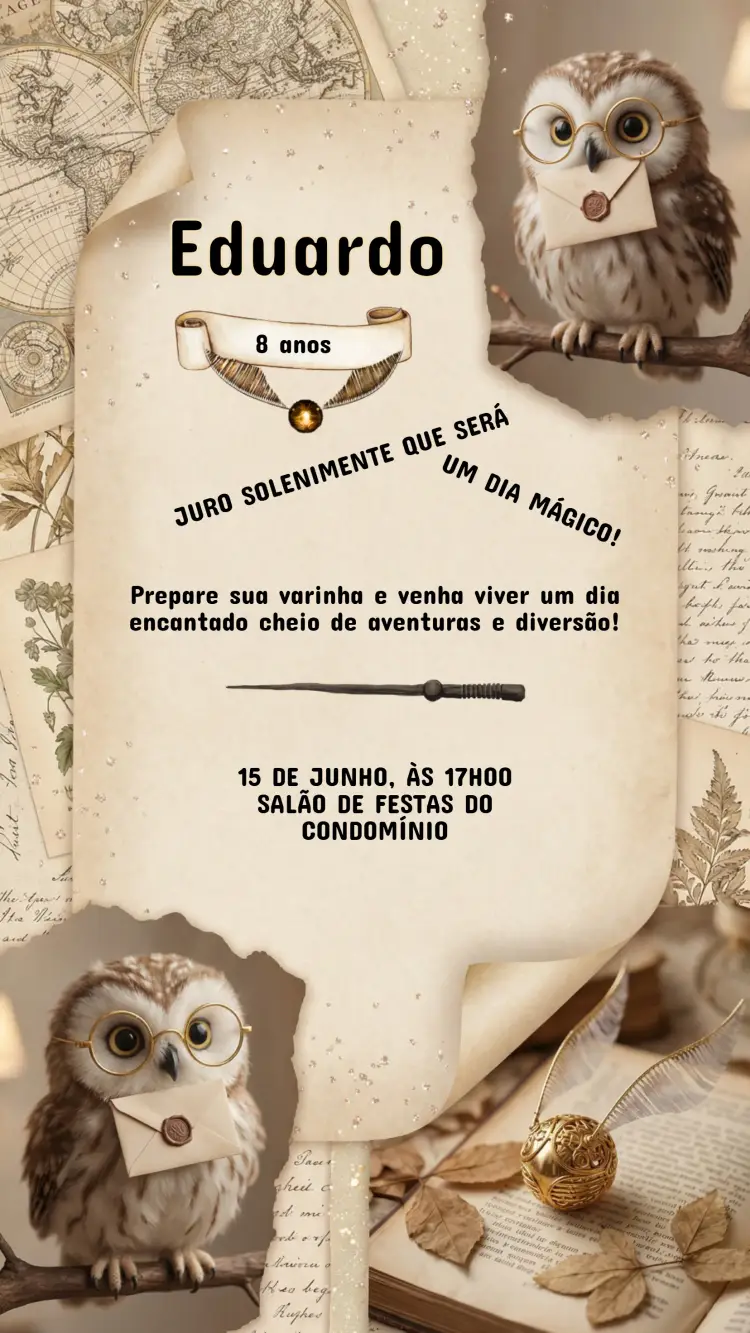 Convite Aniversário Infantil Harry Potter