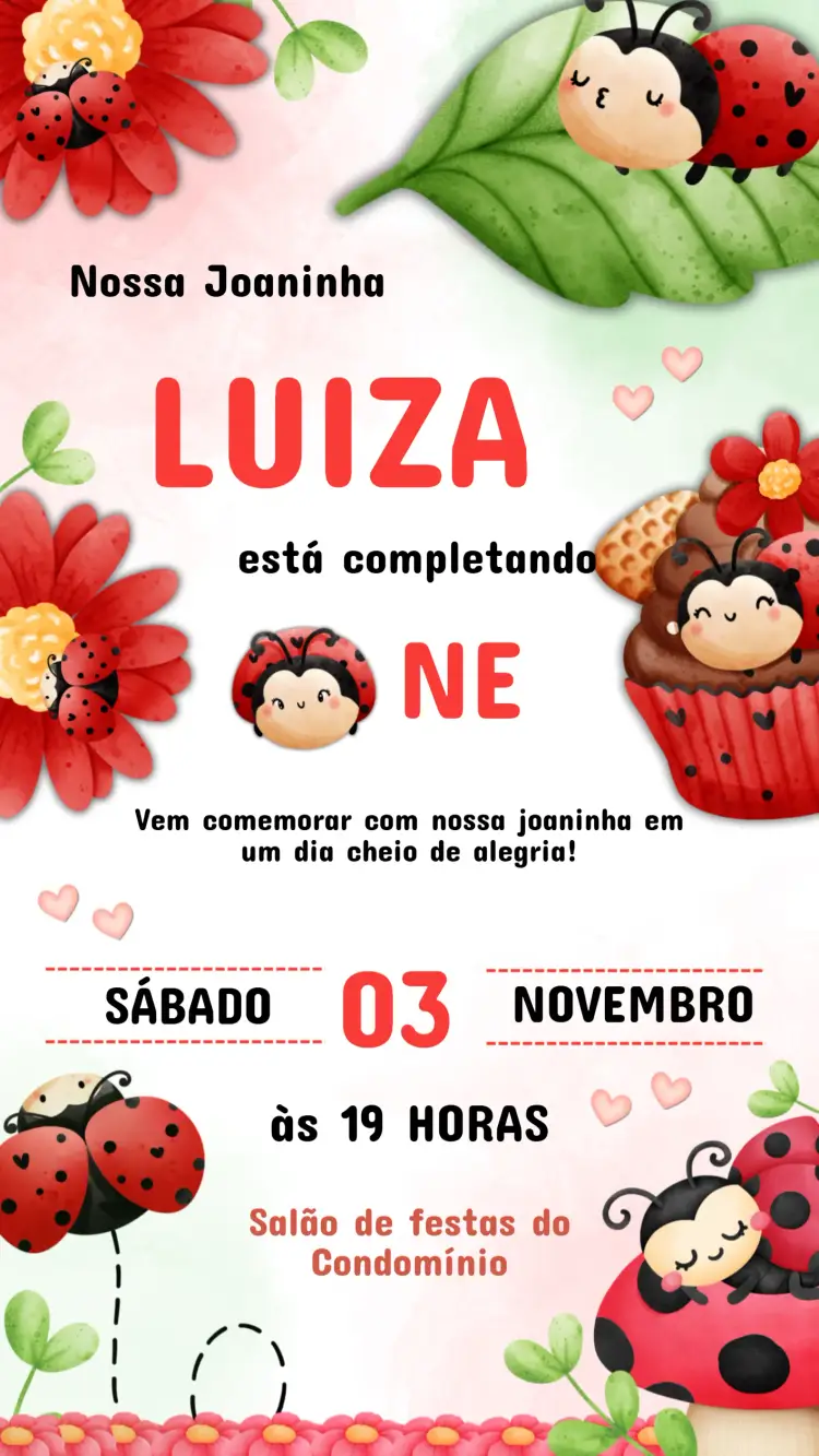Children's Ladybug Birthday Invitation