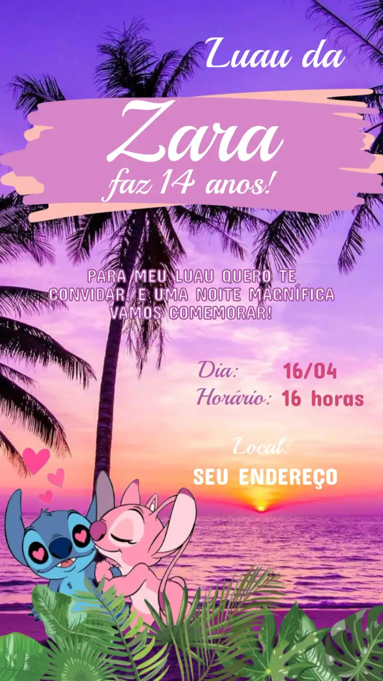 Children's Birthday Invitation Lilo and Stitch