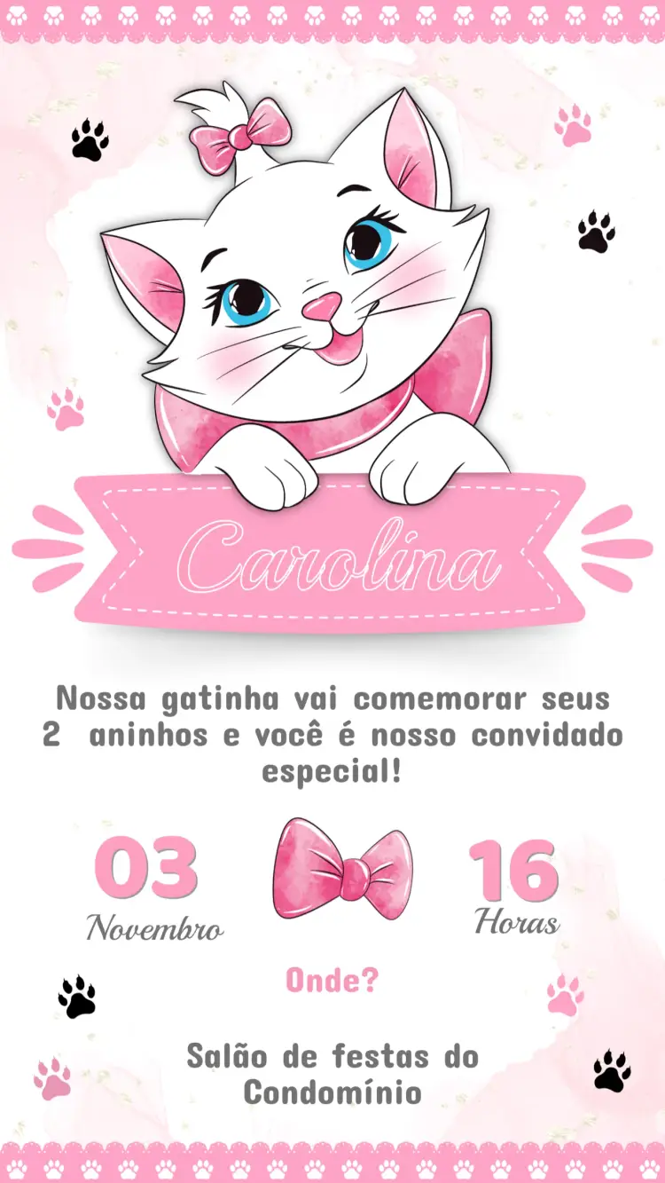 Convite Aniversário Infantil Marie