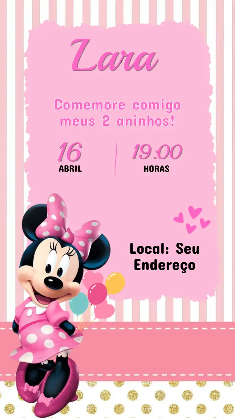 Invitación Cumpleaños Infantil Minnie