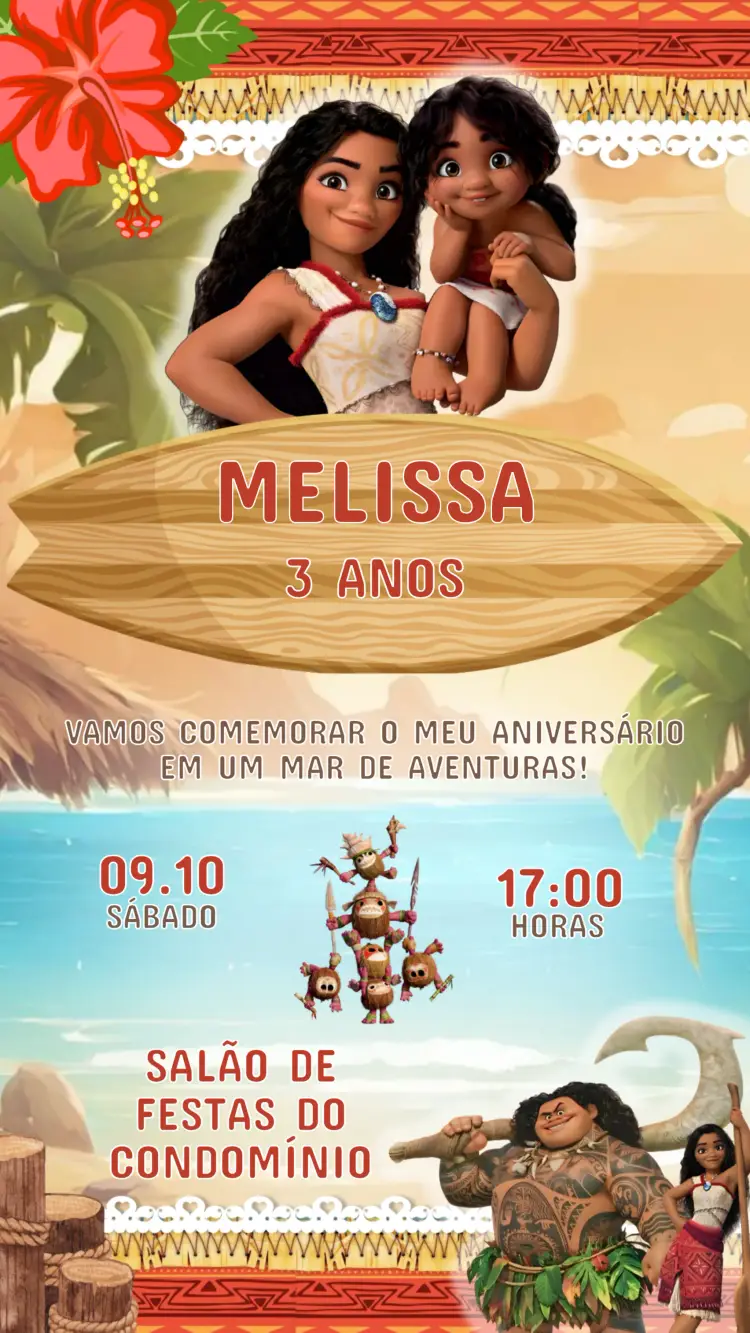 Moana Kids Birthday Invitation