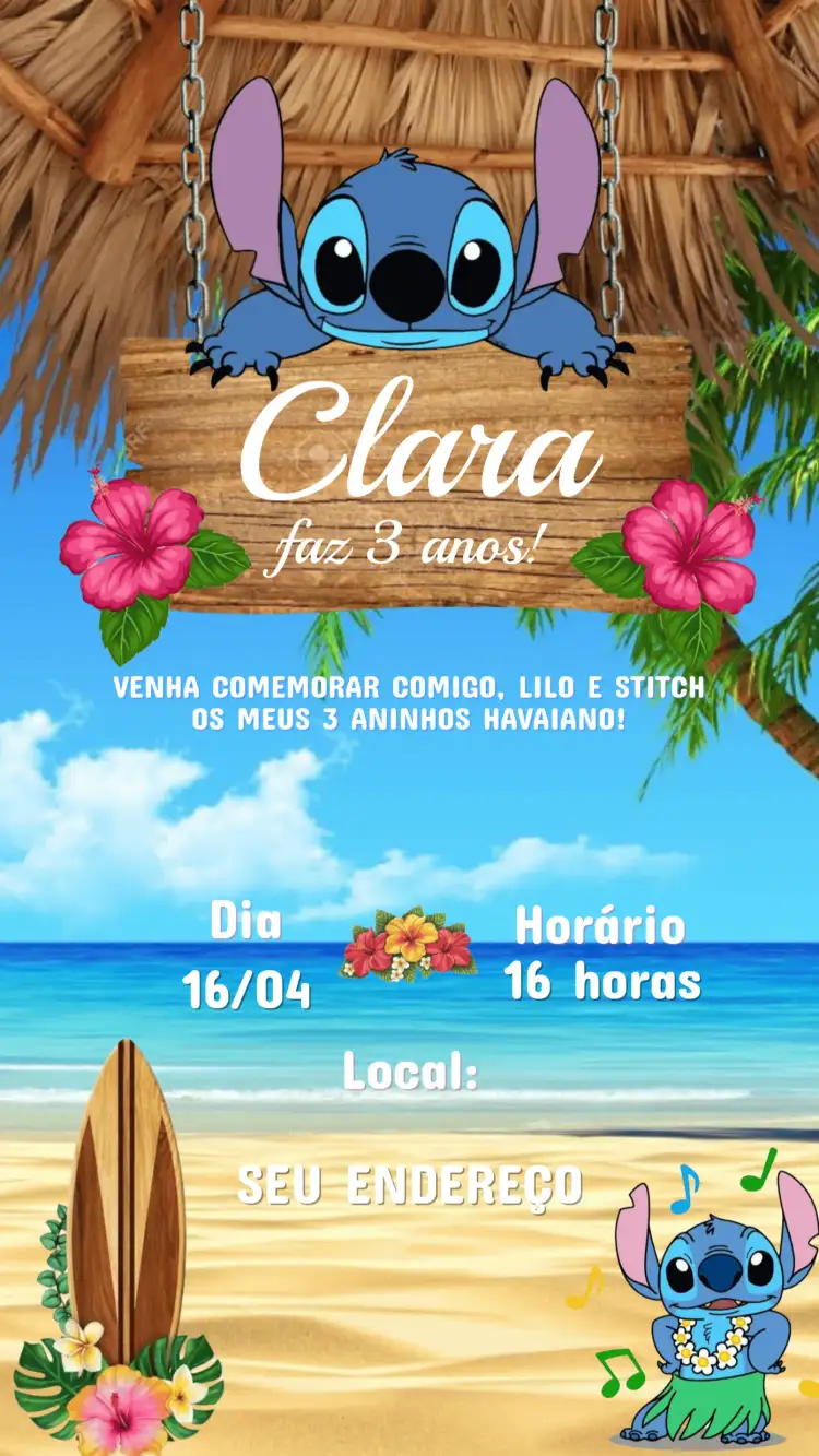 Children's Birthday Invitation Ok Lilo and Stitch