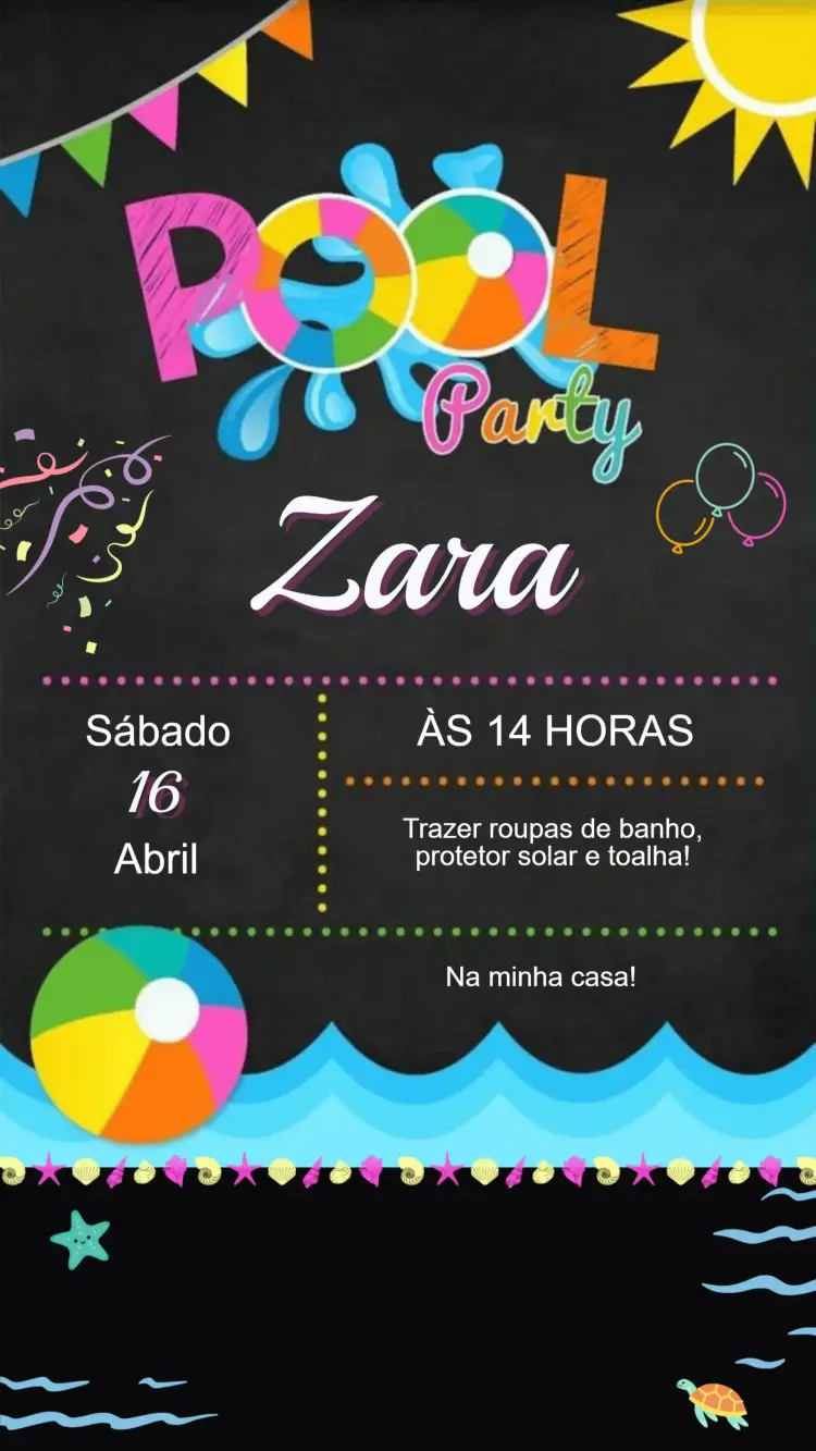 Birthday Invitation Kids OK POOL PARTY
