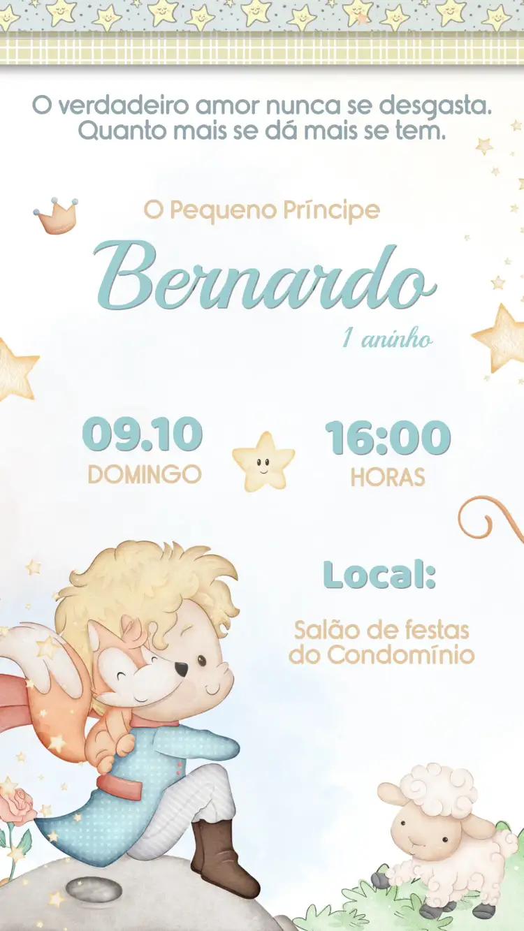Invitation Children's Little Prince Birthday Invitation – Kids' Birthday Party theme magical, dreamy, colorful, childlike, literary, illustrations