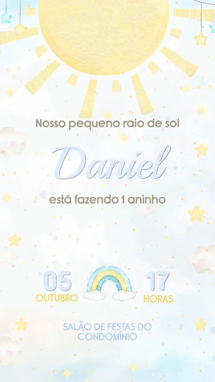 Invitación Cumpleaños Infantil Rayo de Sol