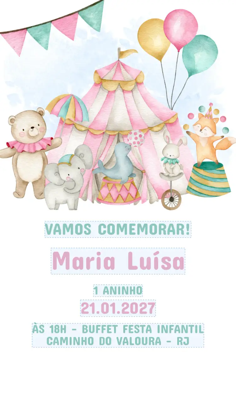 Invitación Invitación Cumpleaños Infantil ROSA – tema Cumpleaños Infantil rosa, divertido, colorido, ilustraciones infantiles, moderno