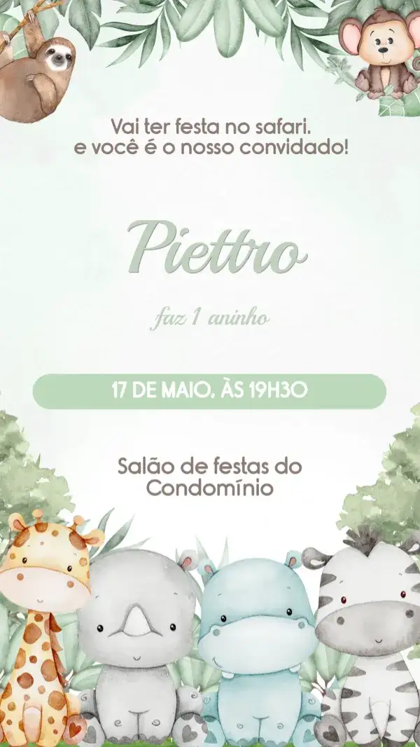 Invitación Cumpleaños Infantil Safari