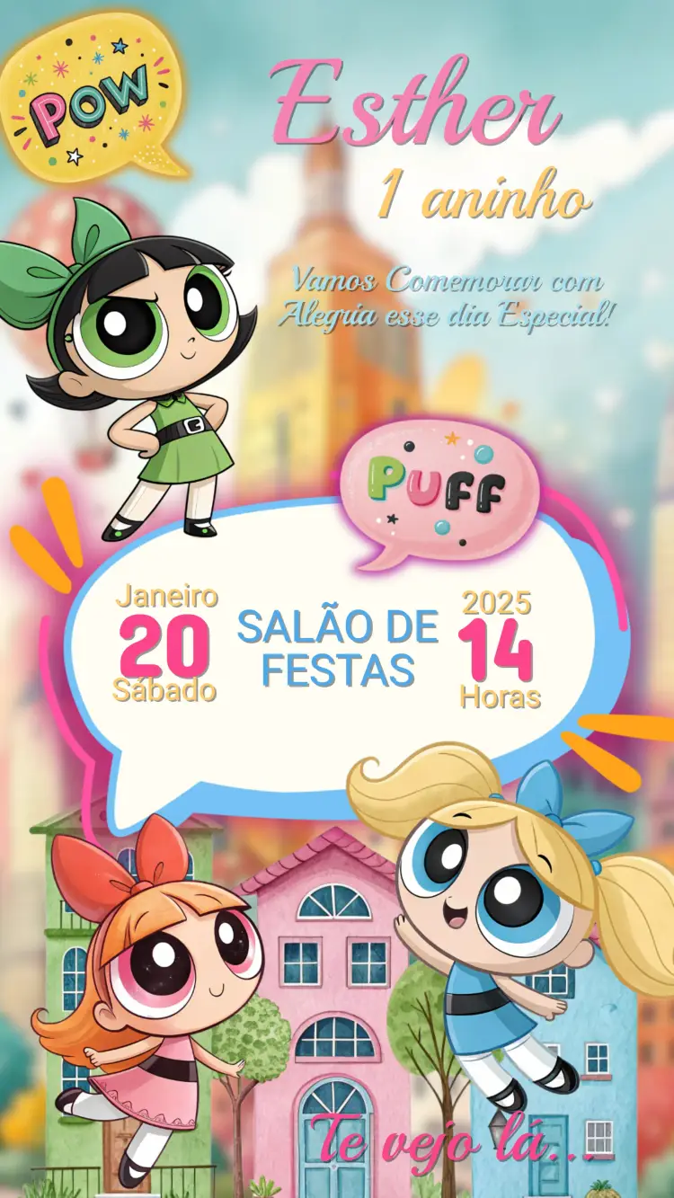 Convite Aniversário Infantil Super Poderosas