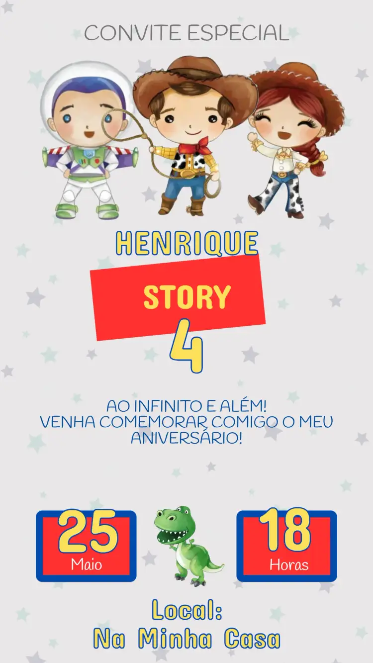Convite Aniversário Infantil Toy Story