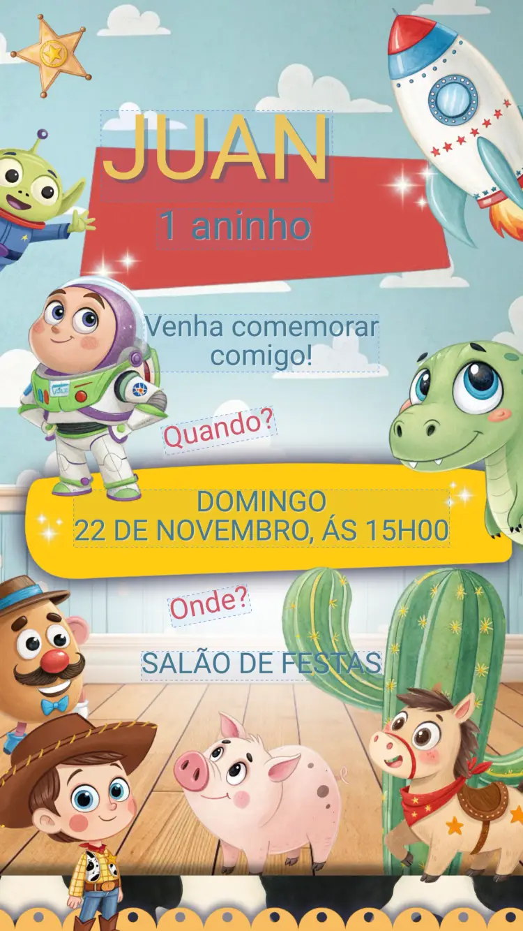 Convite Aniversário Infantil Toystory