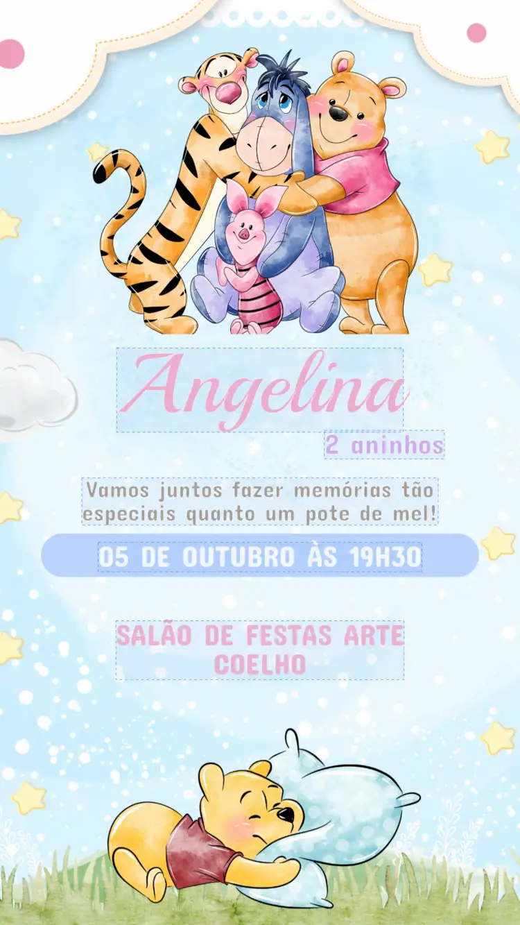 Invitation Invitation Children's Birthday Winnie the Pooh – Kids' Birthday Party theme colorful, playful, childlike, cute, themed
