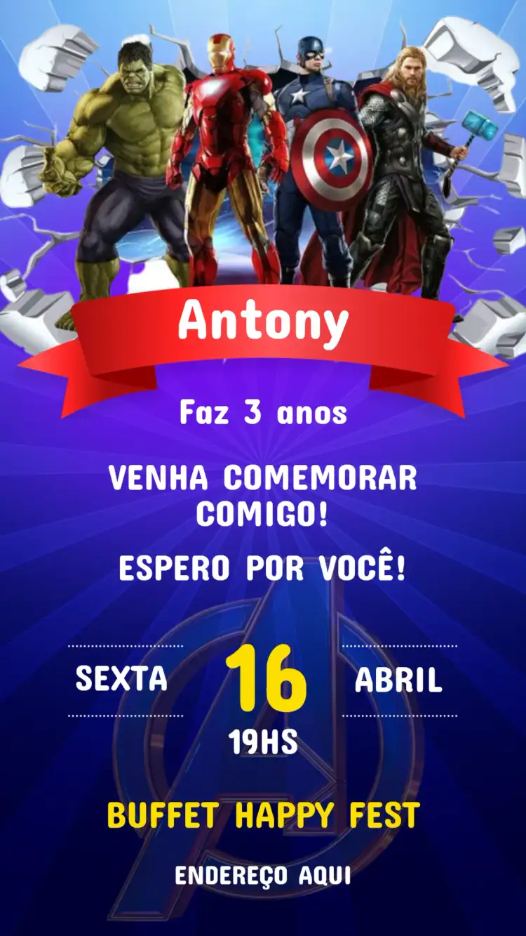 Children's Birthday Invitation AVENGERS