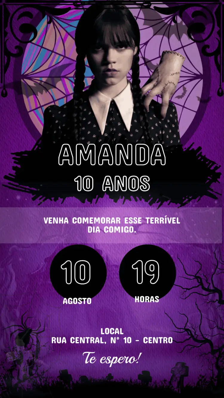 Convite Aniversário Infantil Wandinha