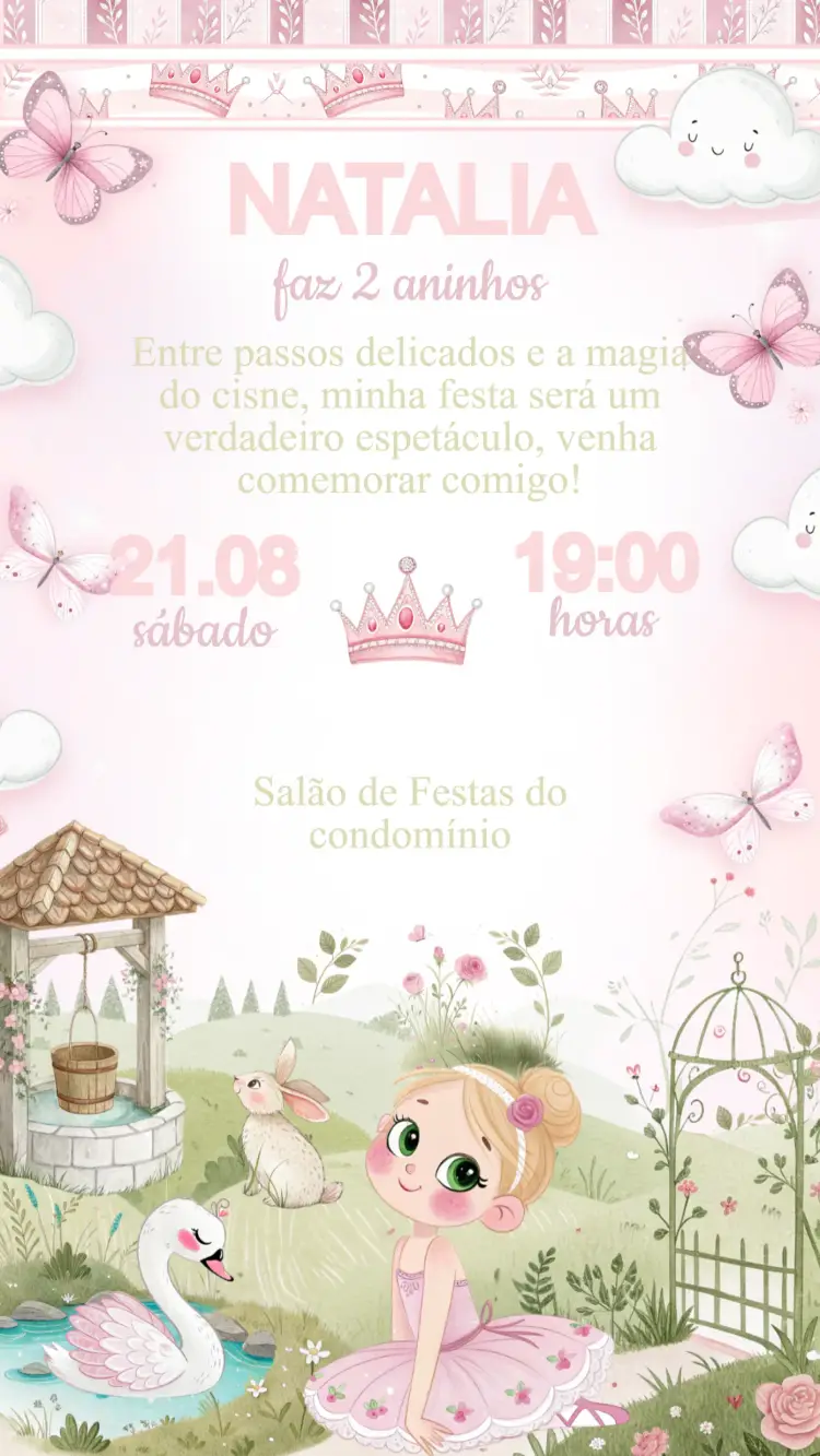 Convite Aniversário Jardim da Bailarina