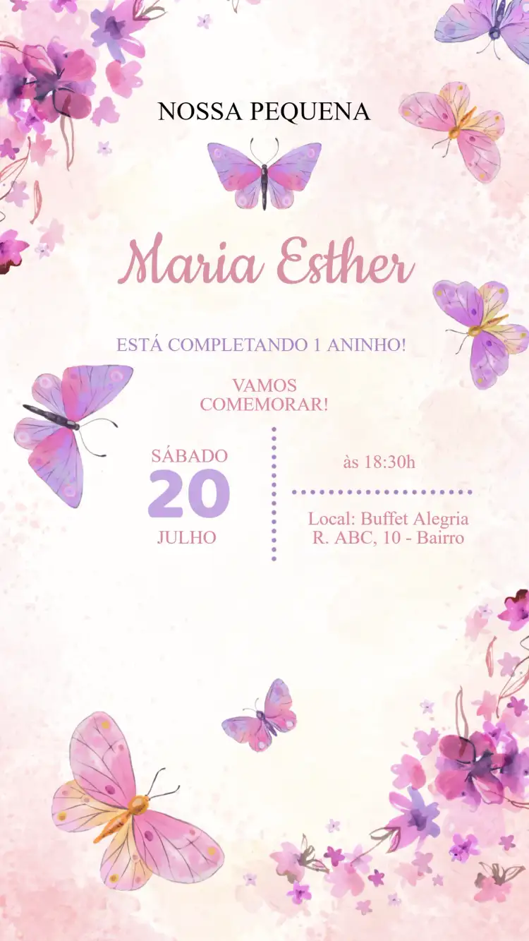 Convite Aniversário Jardim das Borboletas