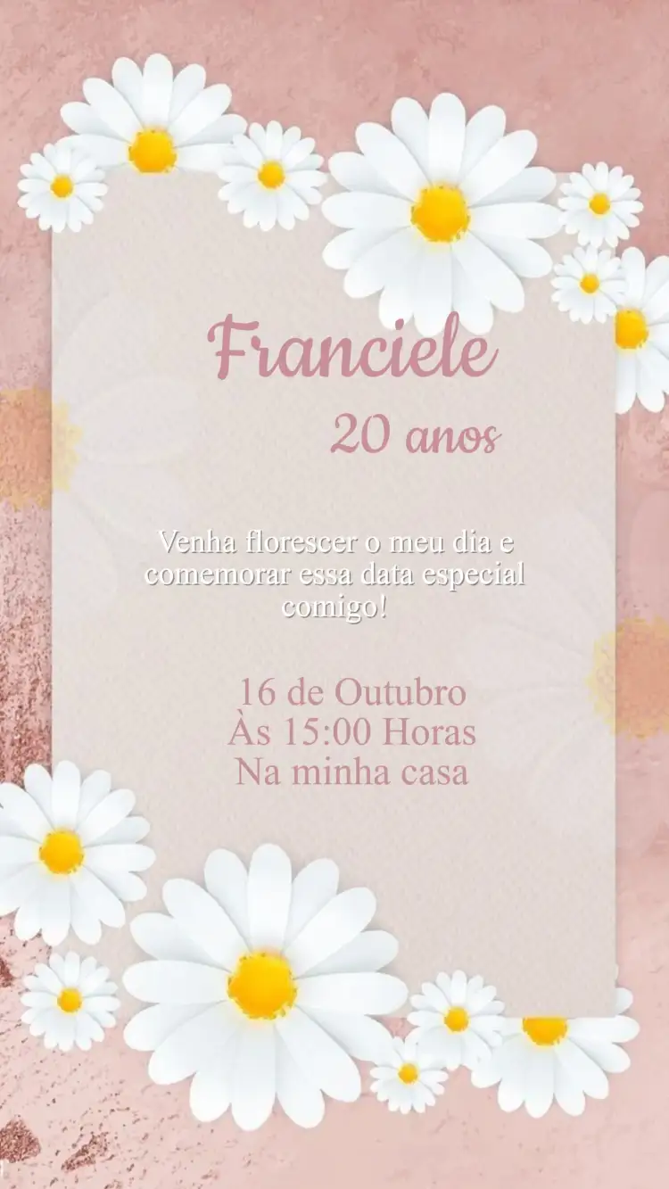 Convite Convite Aniversário Jardim das Margaridas – tema Aniversário floral, colorido, infantil, natural, suave, alegre