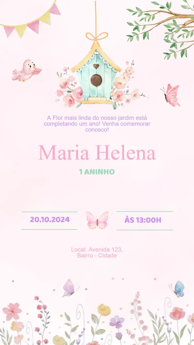 Convite Aniversário Jardim Encantado