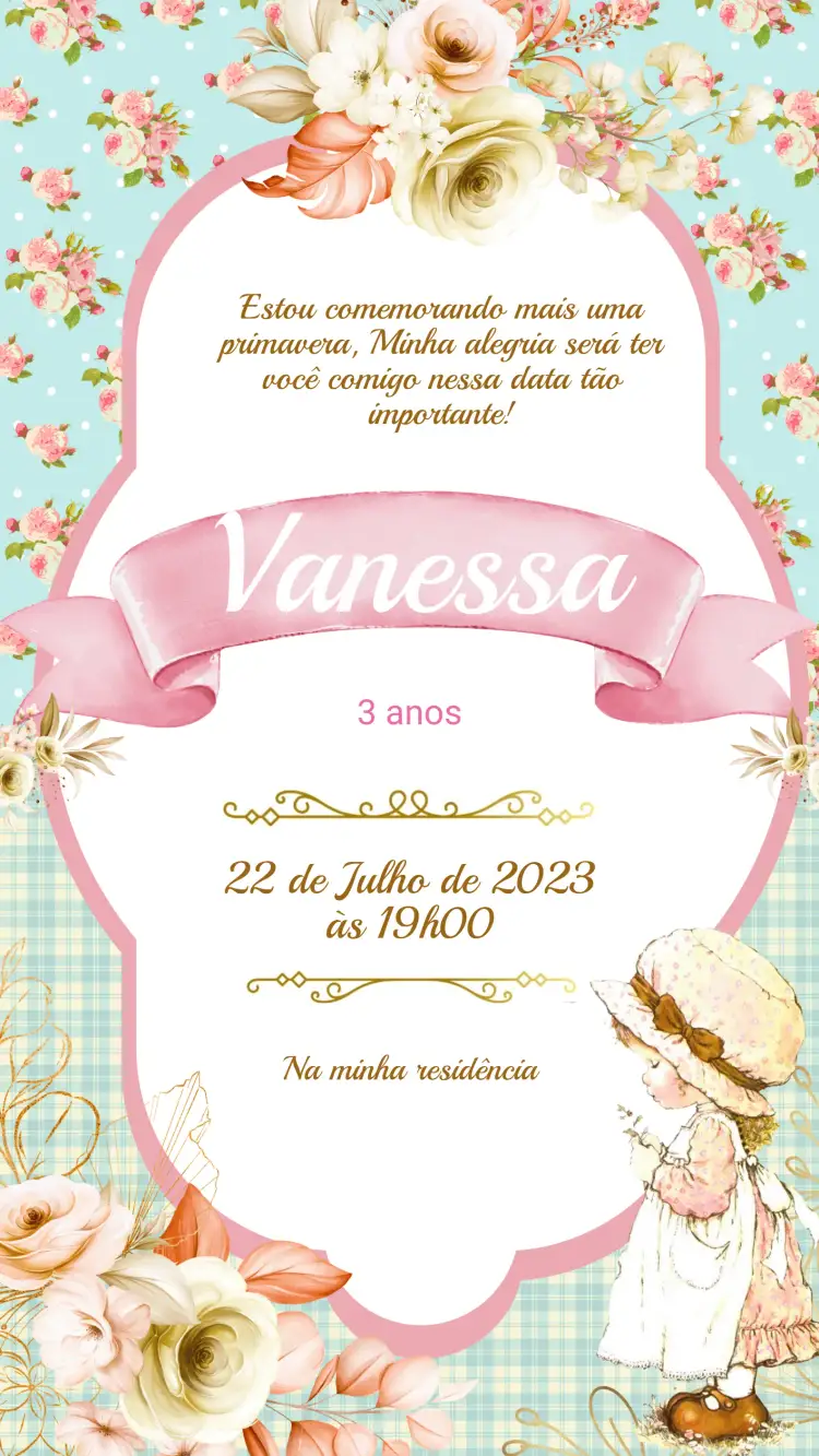 Convite Convite Aniversário Jardim encantado – tema Aniversário Infantil floral, colorido, lúdico, natural, mágico