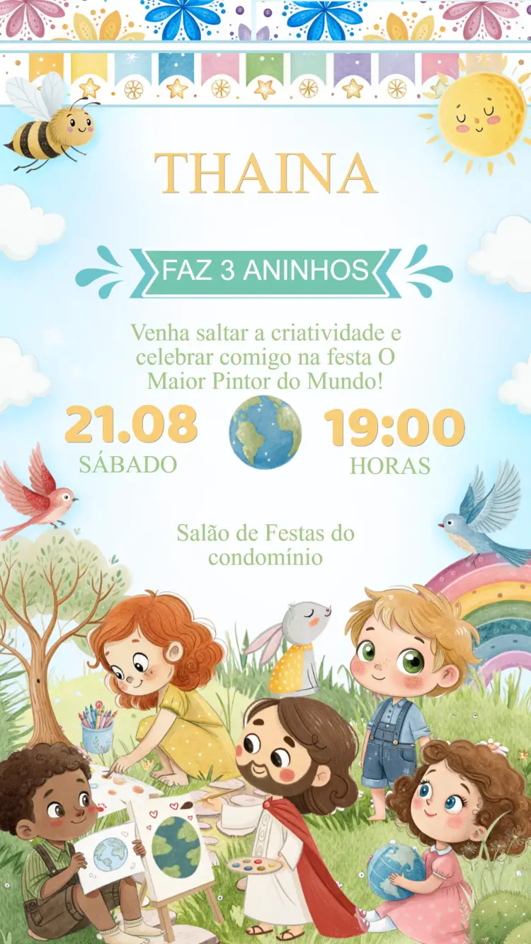 Convite Aniversário Jesus e as Crianças