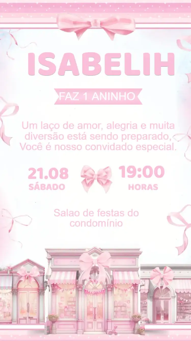 Convite Aniversário Laços