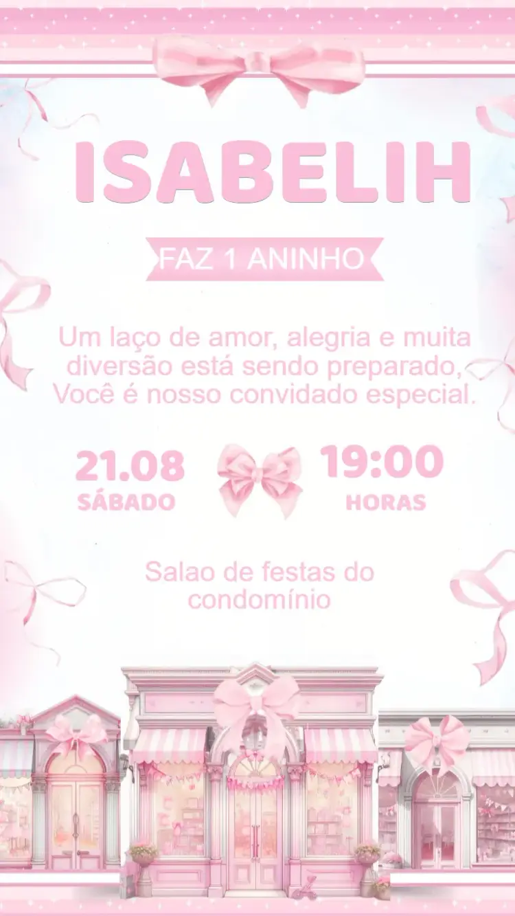 Convite Aniversário Laços