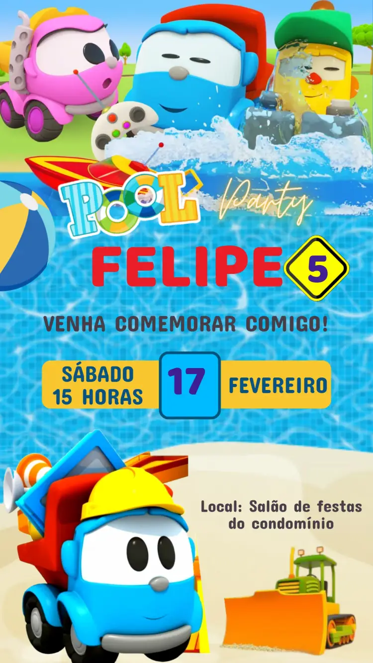 Convite Aniversário Léo o Caminhão