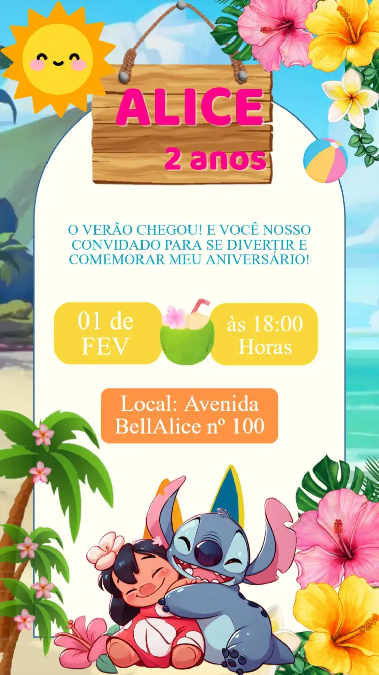 Convite Aniversário Lilo e Stitch