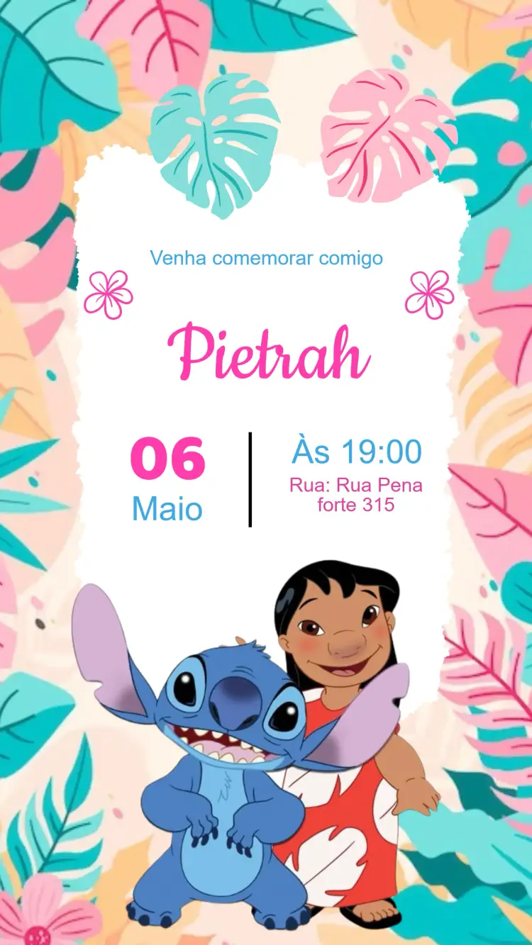 Convite Aniversário Lilo e Stitch