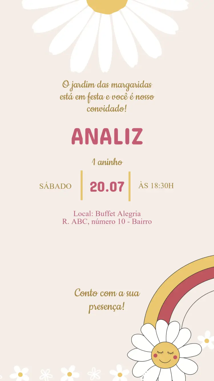 Convite Aniversário Margaridas