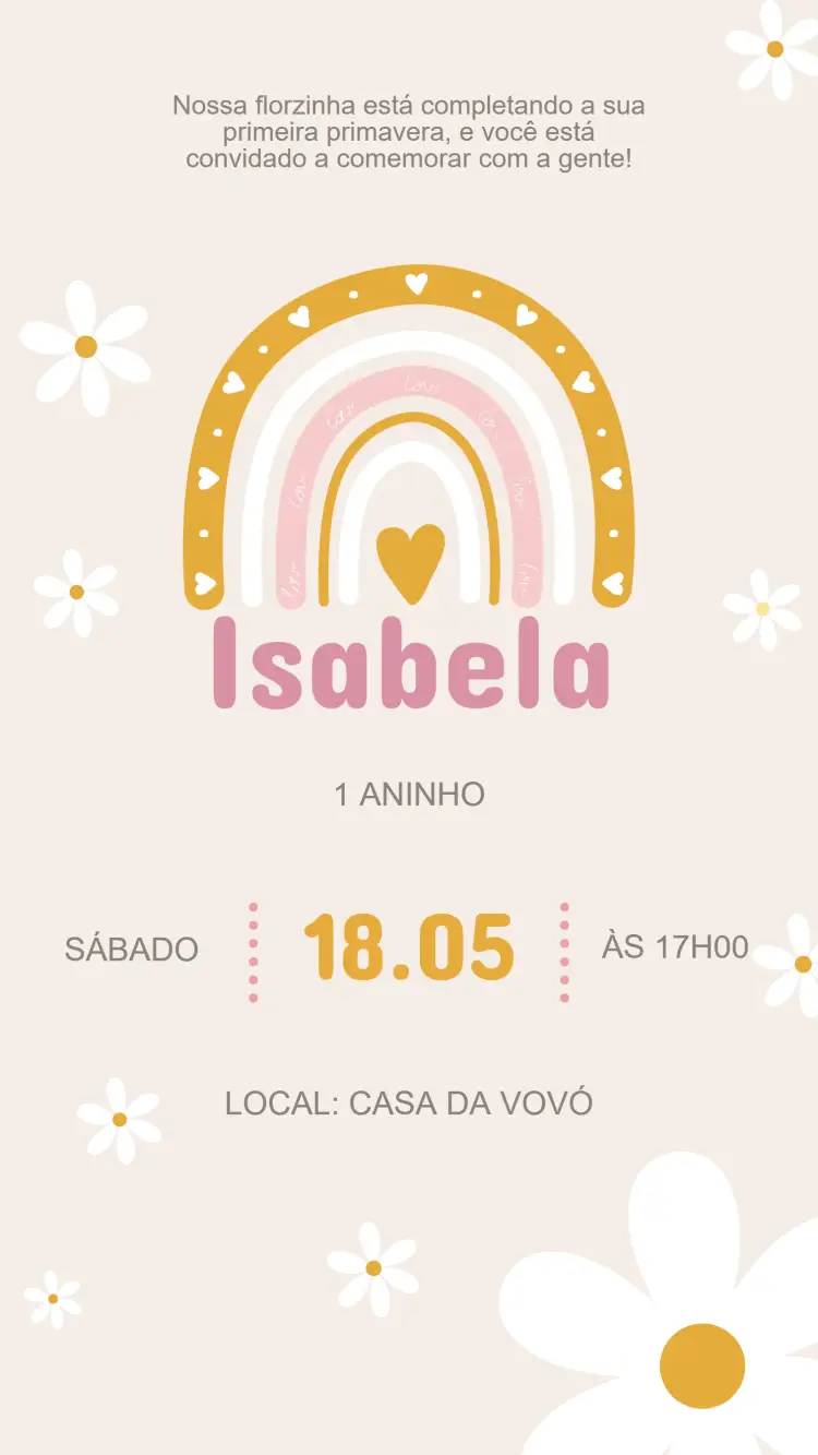 Convite Aniversário Margaridas Boho