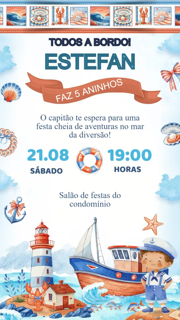 Convite Aniversário Marinheiro