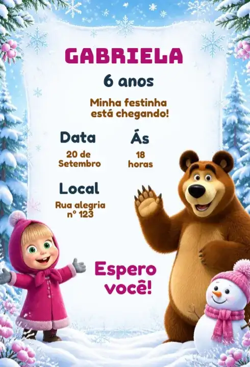convite aniversário masha e o urso para editar