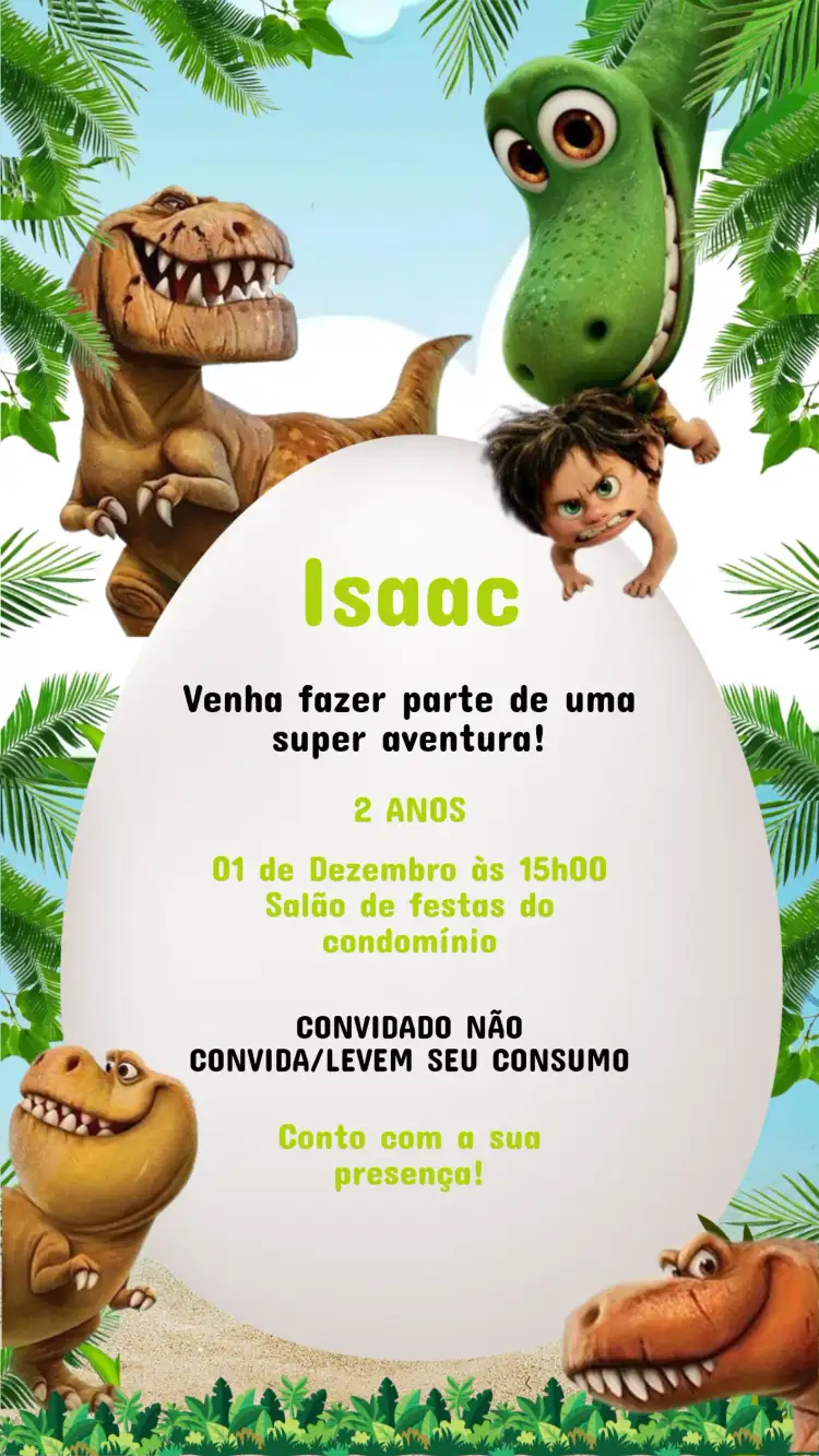 Convite Aniversário MEU BOM DINOSSAURO