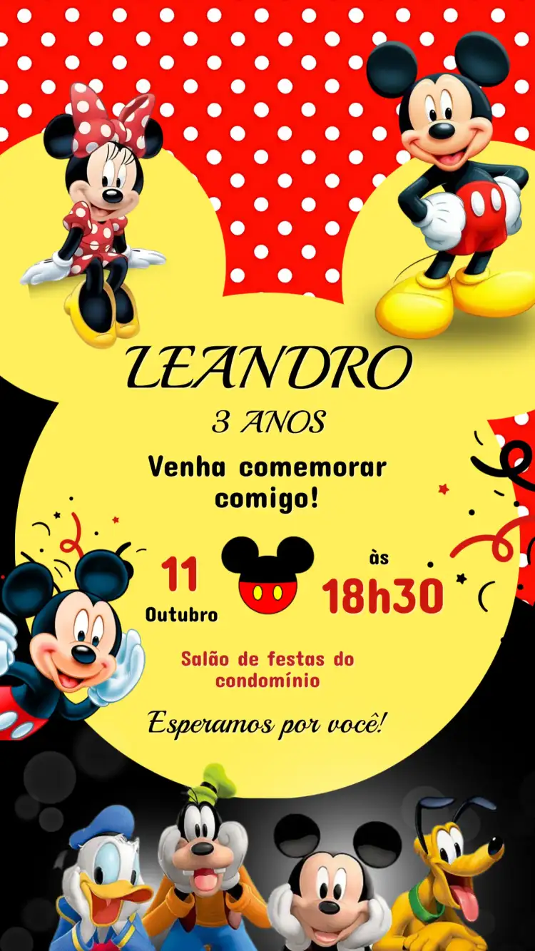 Convite Aniversário MICKEY