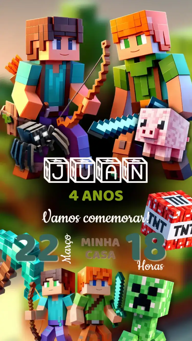 Convite Aniversário Minecraft