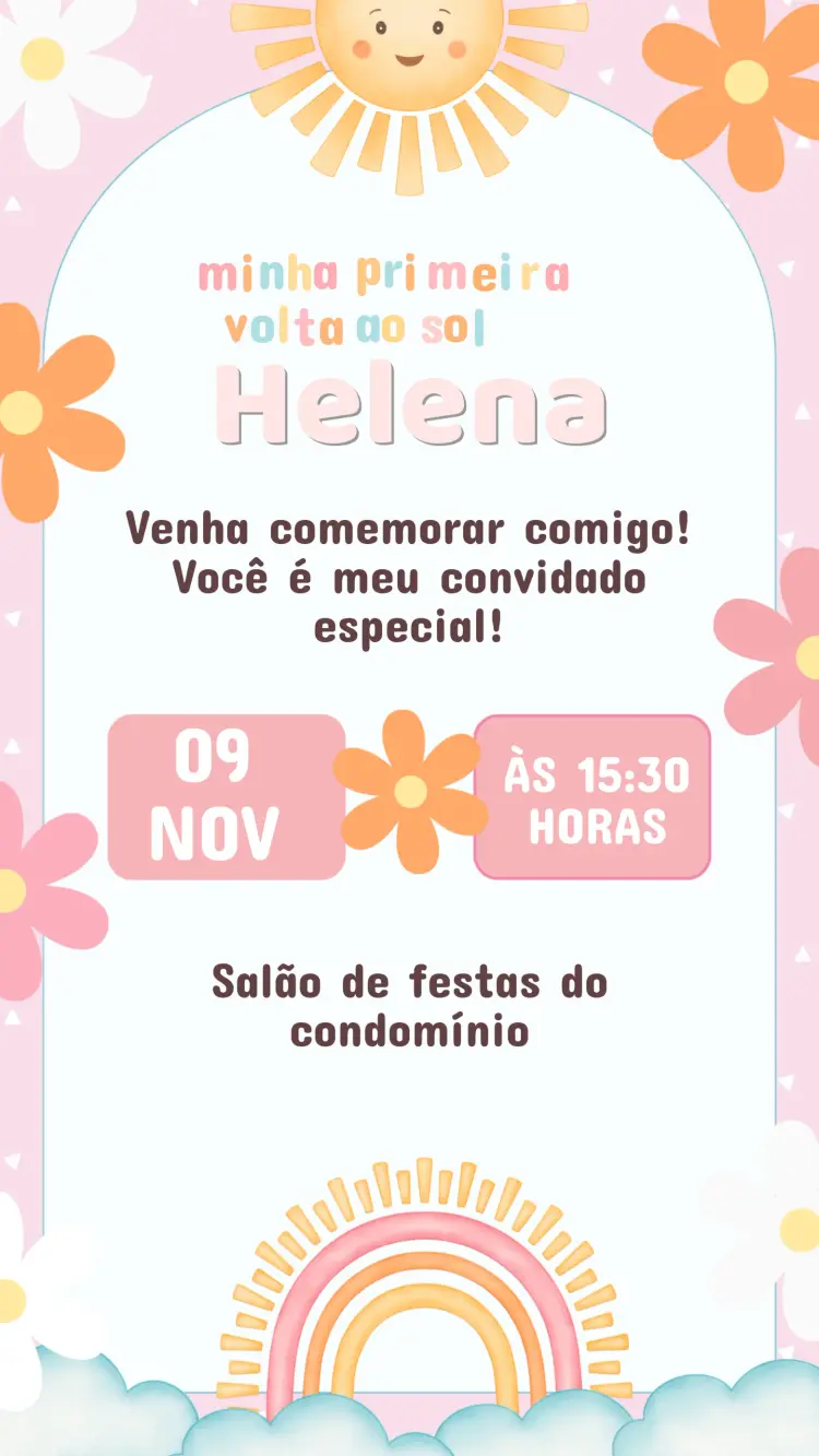 Convites primeira volta ao sol para editar online