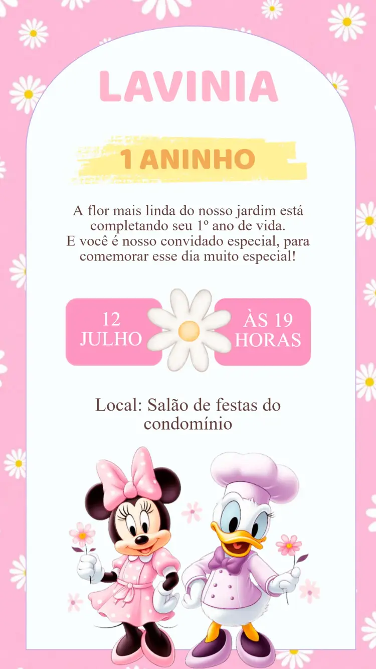 Convite Aniversário Minnie e Margarida