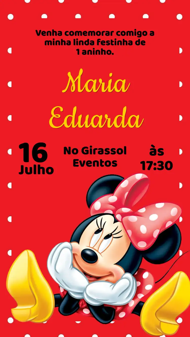 Convite Aniversário Minnie Vermelha