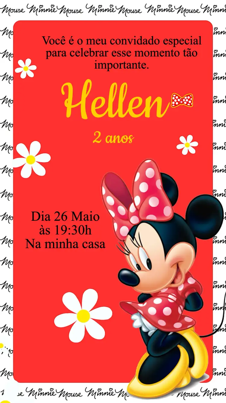 Convite Aniversário Minnie Vermelha