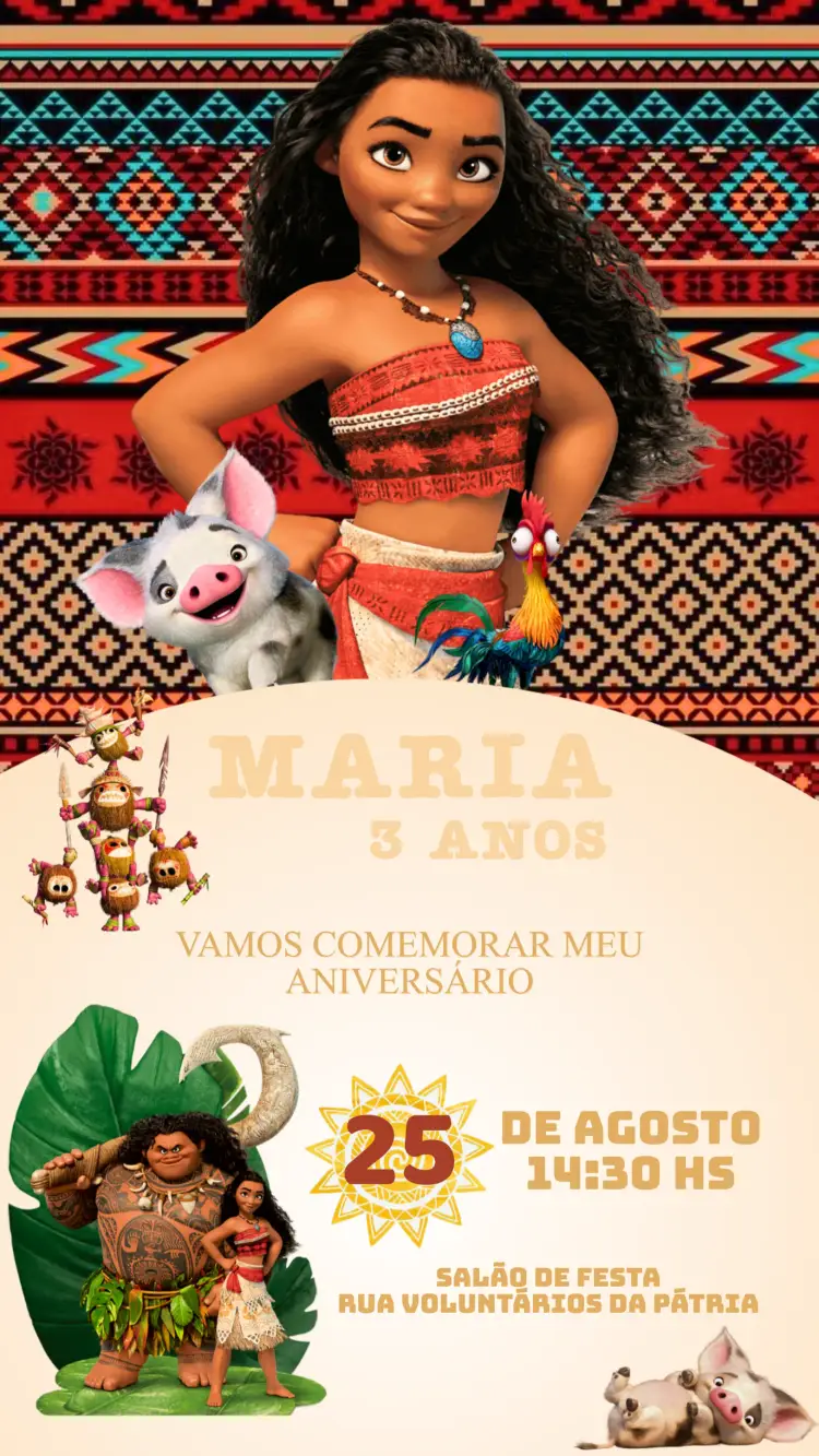 Convite Aniversário Moana