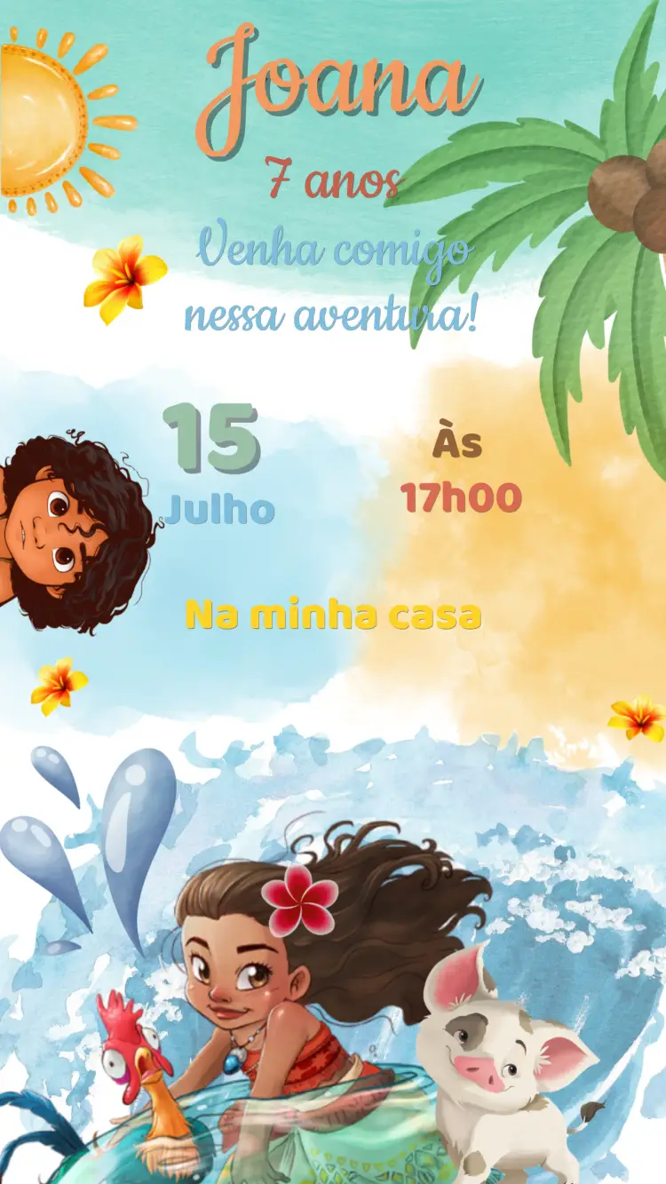 Convite Aniversário Moana