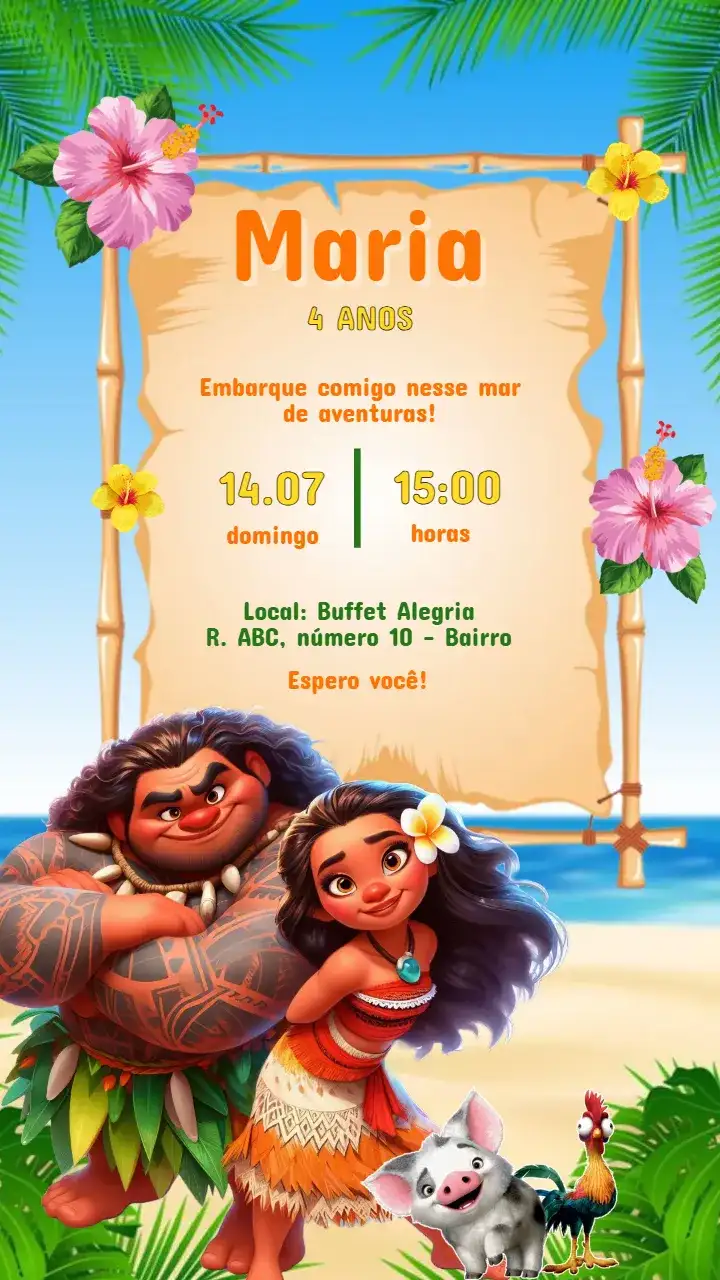 Convite Aniversário Moana