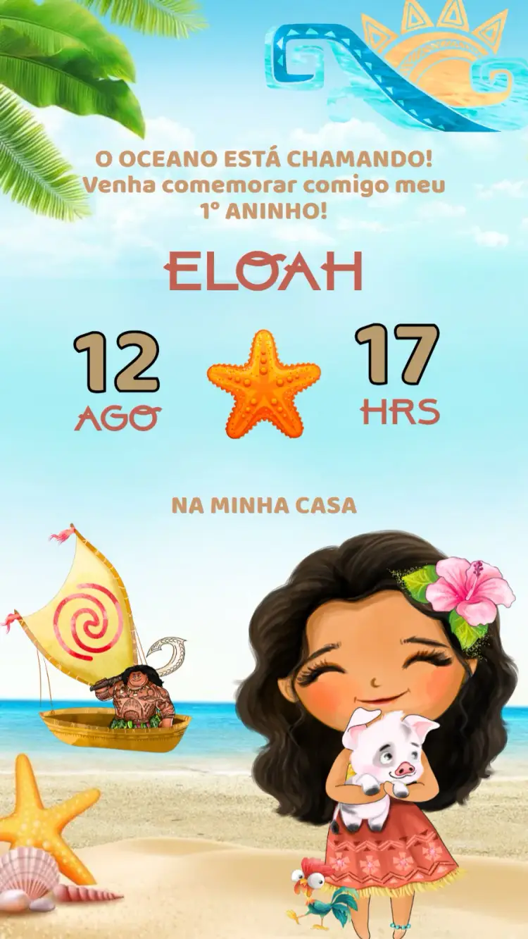 Convite Aniversário Moana